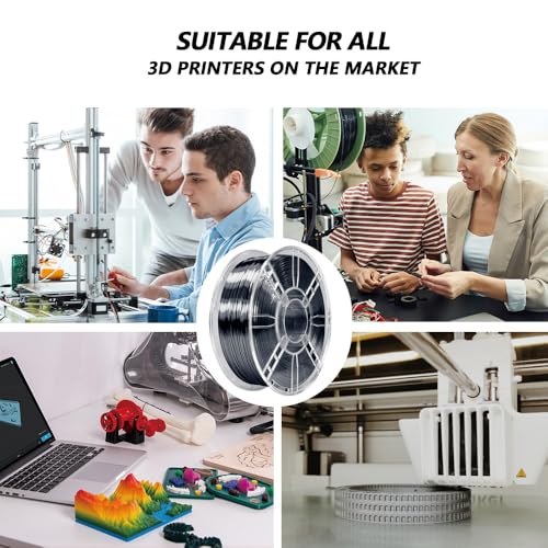 Image of iBOSS 3D Printer Silk Filament, Shiny Silk PLA Plus Filament 1.75mm, Smooth Silky Surface, Great Easy to Print for 3D Printers, Dimensional Accuracy + /- 0.02mm, Silk Iron Black 1KG