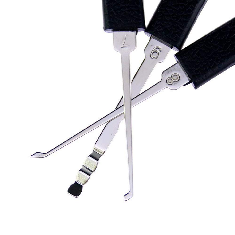 Loboo Idea juego de 14 piezas de púas de cerradura de Kaba con dientes, abridor de cerrajero, herramientas de cerrajero, Negro
