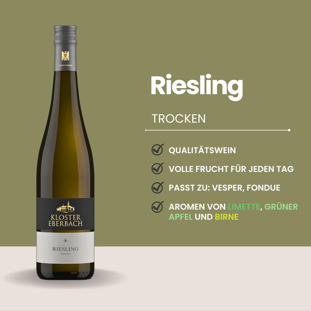 Weinpaket „Riesling für Einsteiger“ | 3 Flaschen Kloster Eberbach | Feinherb, Classic & Trocken | Ideal für Riesling-Neulinge | 3x 750ml