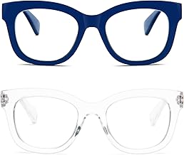 REAVEE 2 Pack Retro Oversized Reading Glasses for Women Men, Blue Light Blocking Computer Readers Stylish Spring hinge