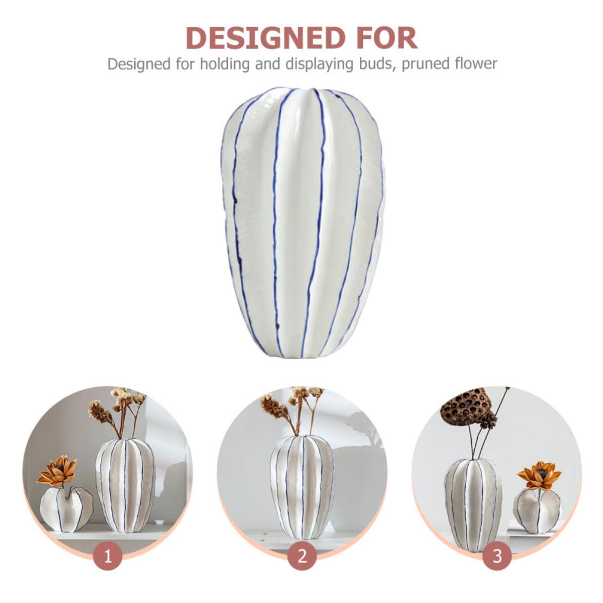 Vaso in Ceramica a Forma di Frutta per Boccioli e Fiori Artificiali | Decorazione Moderna per Tavolo, Centrotavola per Matrimonio, Stile Casa e Ufficio, Vaso Ceramico Compatto
