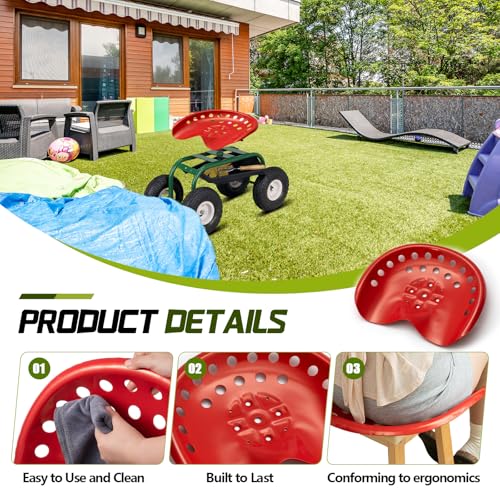 Image of MorningRo 1 Pcs Metal Tractor Seat Vintage Tractor Seat for Lawnmower, Forklift, Farm, Home or Bar Stool (Red)
