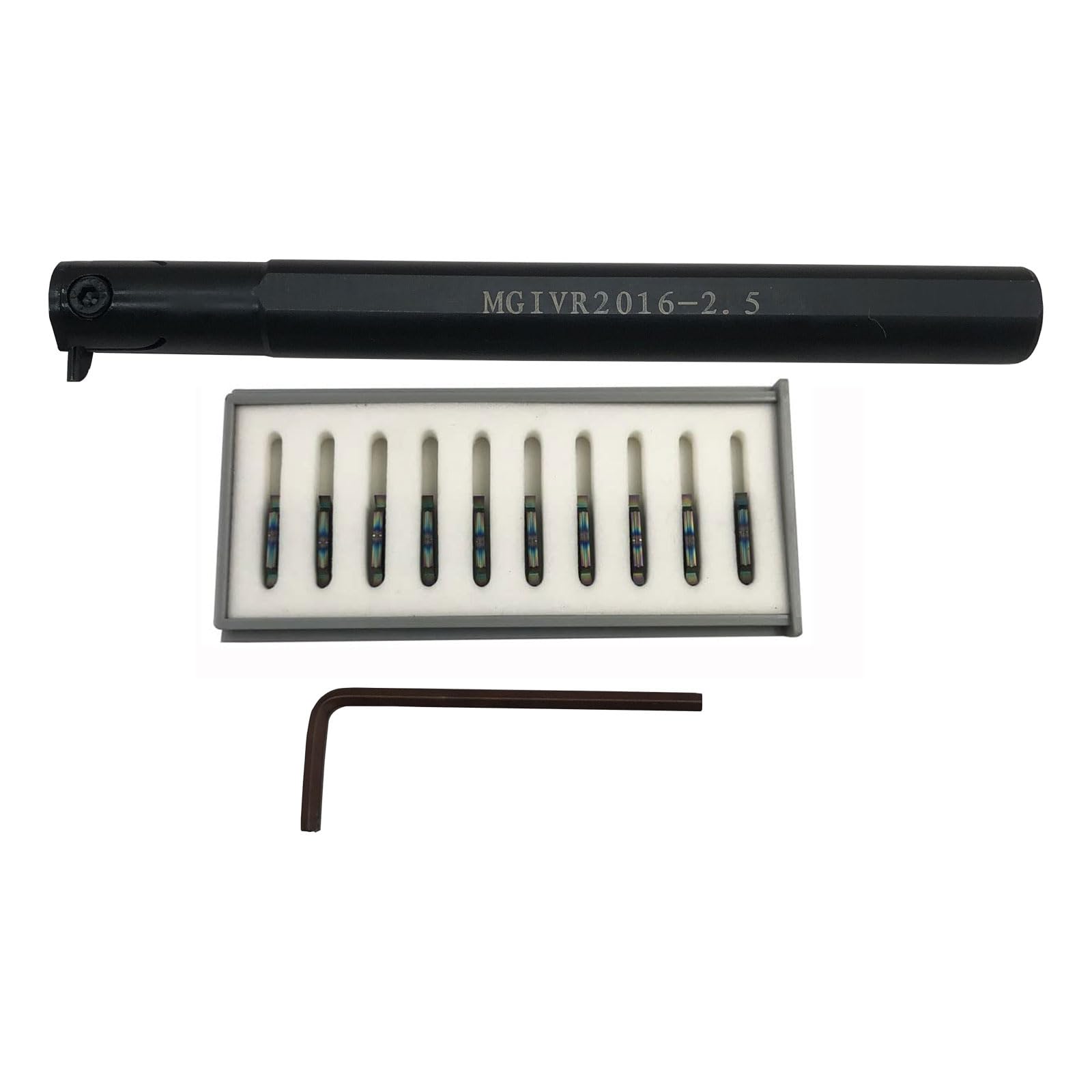 ASZLBYM 5/8" MGIVR Lathe Grooving Cut-Off Parting Tool Holder with MGGN150/200/250 Carbide Grooving Inserts for Stainless Steel ，Steel ，Quenched Steel