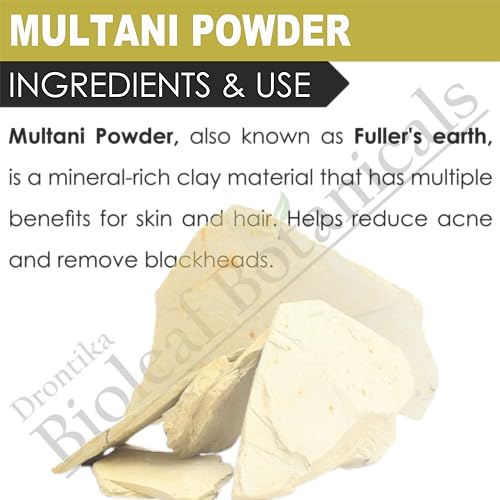Image of Drontika Bioleaf Organic Multani Mitti Powder - Natural Fuller's Earth for Face & Hair | Deep Cleansing & Dandruff Control - 200g