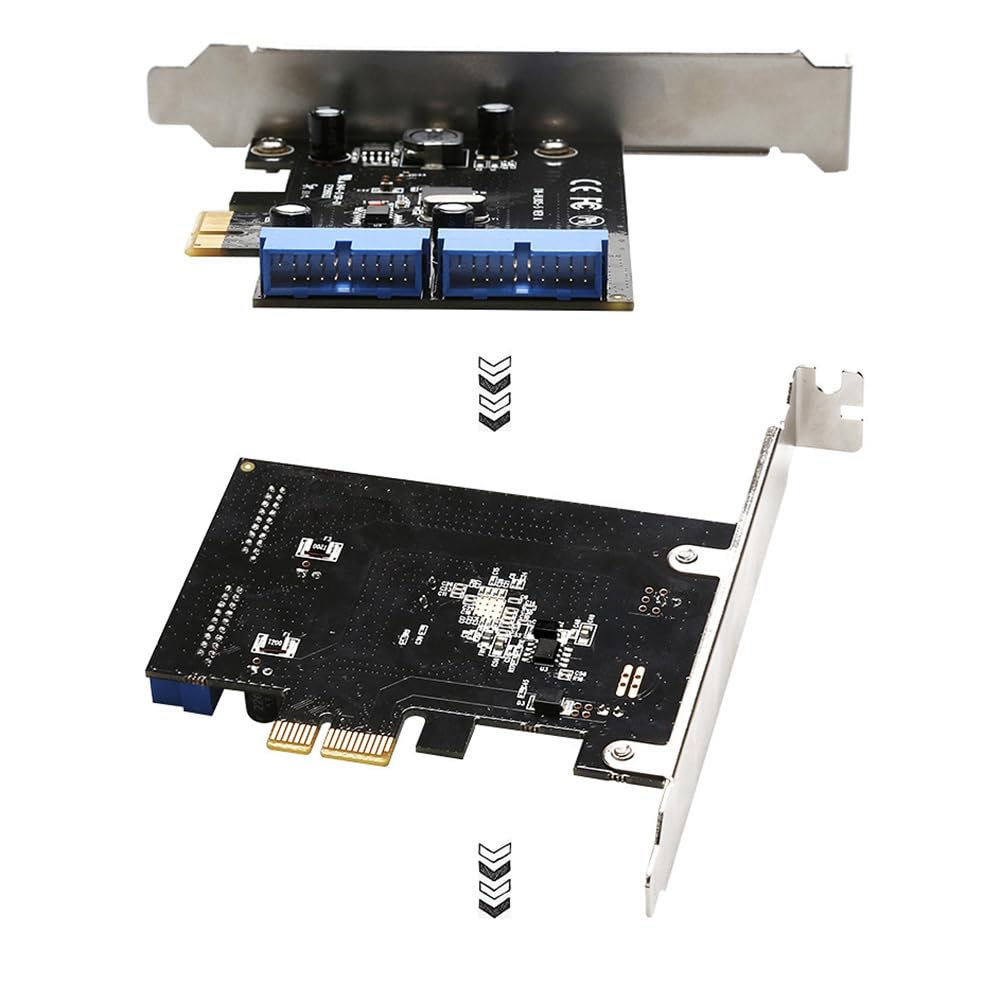 SinLoon PCI Express auf Dual 19 Pin USB 3.0 Karte PCI-e auf internen 20-poligen Stecker Adapter für PC