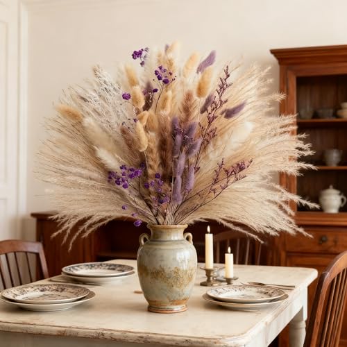 Ramo de Flores Secas Nature Pampas con Tules Morados miniatura 4