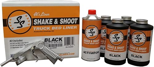 Al's Liner - Kit de revestimiento para cama de camión para batir y disparar, color negro, 4 litros, ideal para paneles basculantes, rieles de cama y