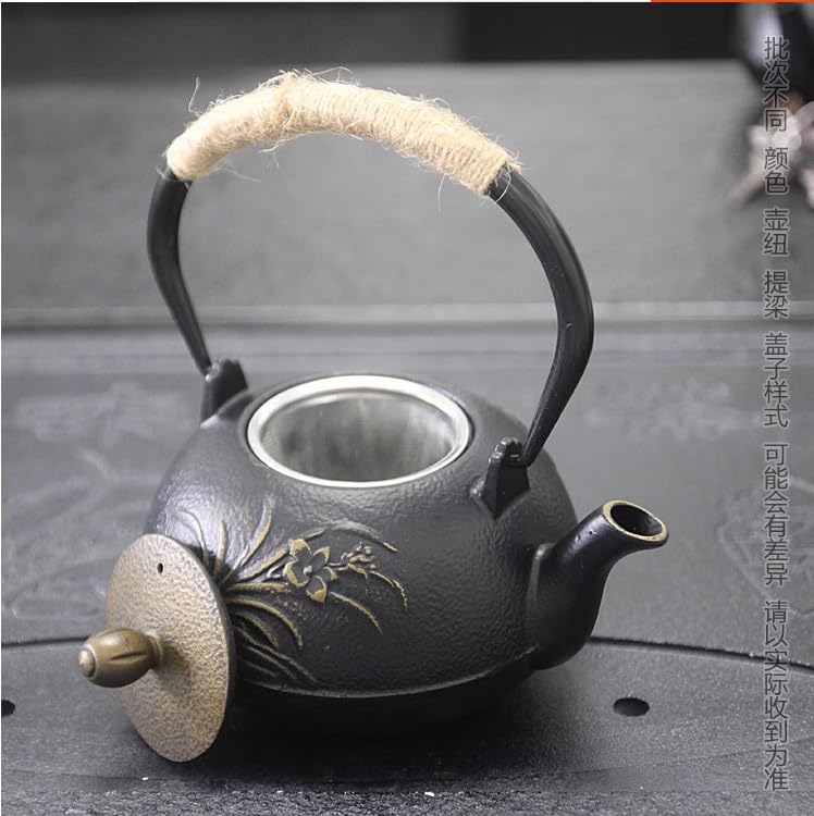 SUSTEAS Gietijzeren theepot, 900ml Tetsubin Japanse theeketel met infuser voor losse bladeren en theezakjes, theepot gecoat met geëmailleerd interieur, donkergroen