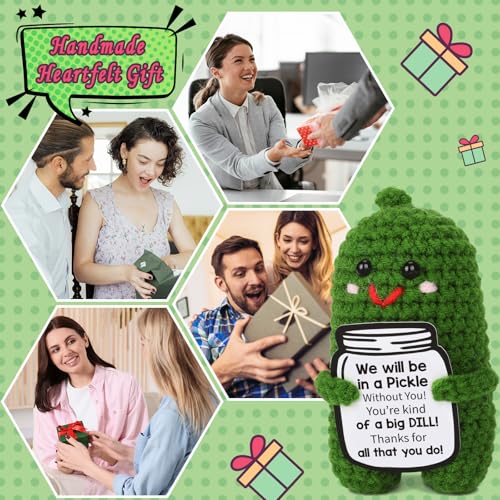 mamagiftree for coworkers thanksgiving basket for teachers bosses friends - positive crochet pickle gift thank you gift retirement - handmade emotional care pickle