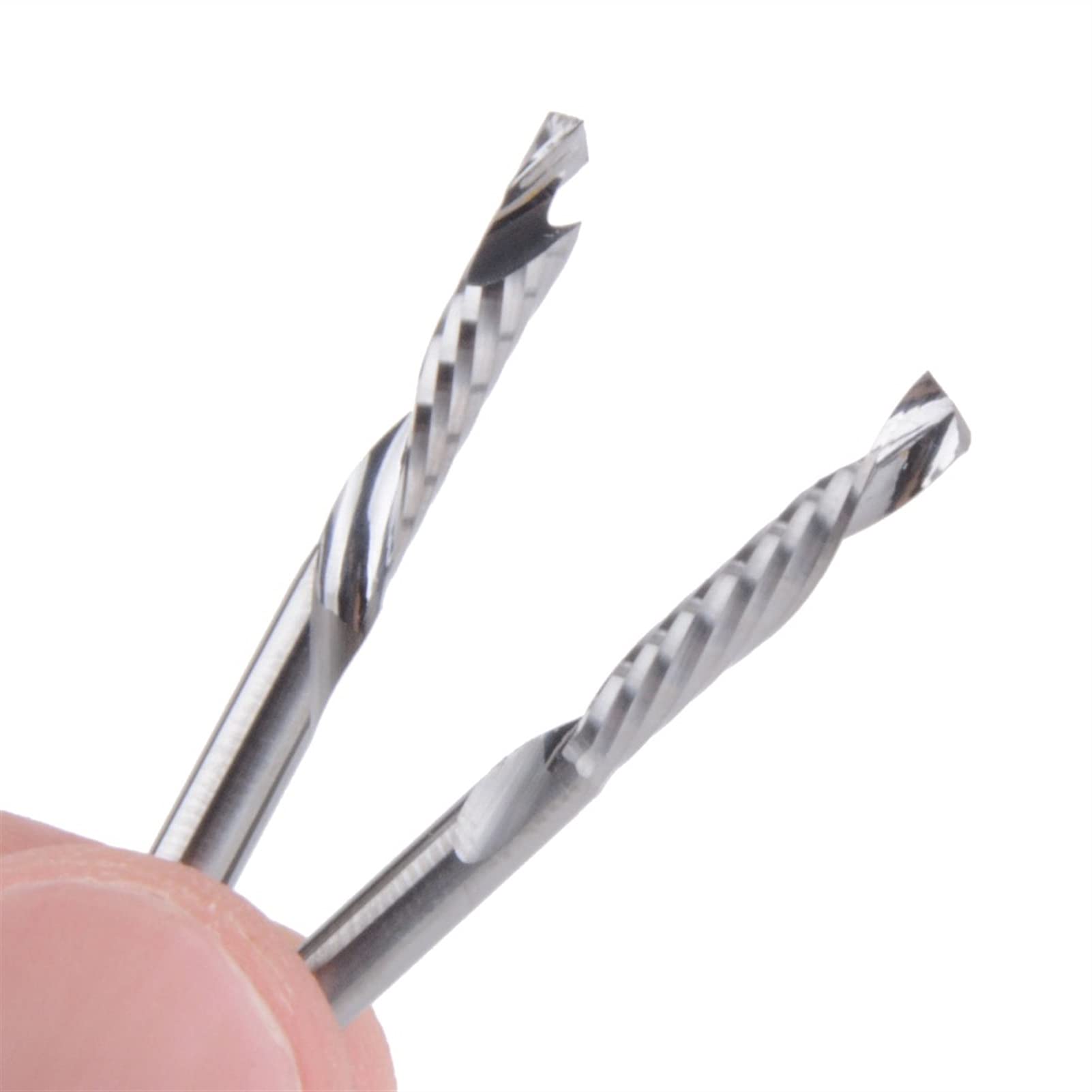 BERWENNY 5Pcs 3.175/15MM Up Down Cut 1 Single Spiral Flute Endmills Carbide CNC Milling Cutting Tools Router Bit