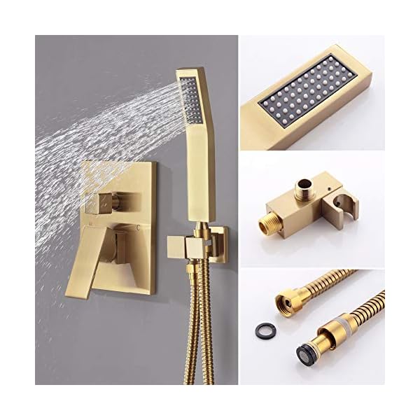 KOJOX Shower System with High Pressure Rain Shower Head, Handheld Shower head, Shower Combo Set Wall Mounted Shower Faucet Rough-in Valve and Trim Kit - Image 4