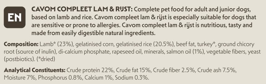 Cavom Lamm und Reis 20 kg