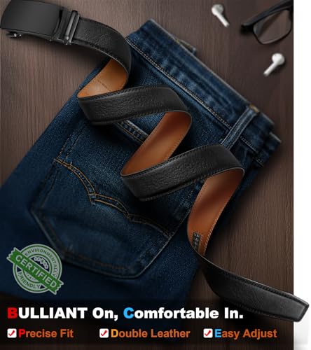 Image of Men's Belt,Bulliant Leather Adjustable Belt for Men Dress Casual 1 3 /8,Trim to Fit