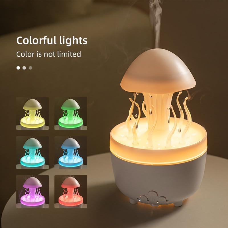 Miniatura 4 de 300ml Cute Diffuser Jellyfish Humidifier with 7 Changing Colors LED Lights, Rain Cloud Diffuser for Home Bedroom Office