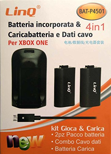 LinQ® P4501 - Batteria ricaricabile da 450 mAh + kit di ricarica USB per Xbox One / Xbox One S Wireless Controller