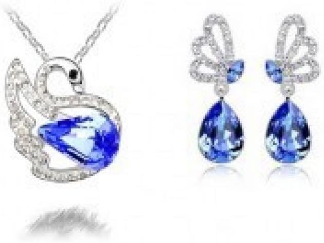 Wonderful Dream Jewellery Fashion Women Sterling Silver Swan Pendant Necklace Era Stud Jewelry A B