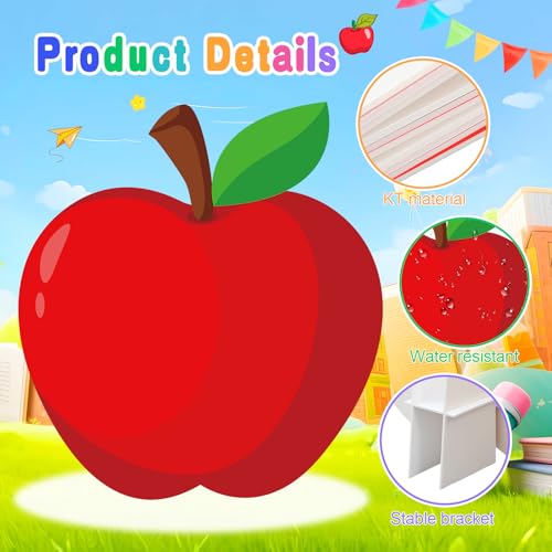 Capoda 6 FT Back to School Apple Photo Backdrop Life Size Foam Board Classroom Decoration, Large Red Apple Cardboard Cutout Photo Booth Prop for First Day School Welcome Back Theme Standee — view 3