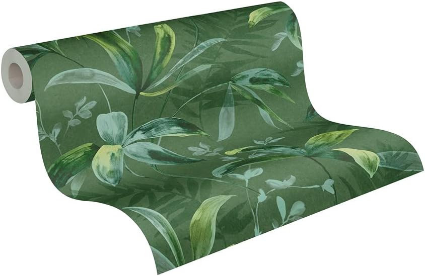 Architects Paper Jungle Wallpaper Jungle Chic Non-Woven Wallpaper 10.05 m x 0.53 m Green White Made in Germany 377041 37704-1