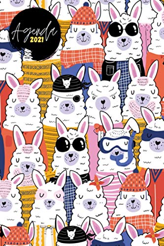 Agenda 2021: Alpaga fun | Janvier à Décembre 2021 | Agenda annuel semainier, Format A5 | 12 mois | Pour les étudiants, professionnels et particuliers | Calendrier, liste de contacts, notes, ...