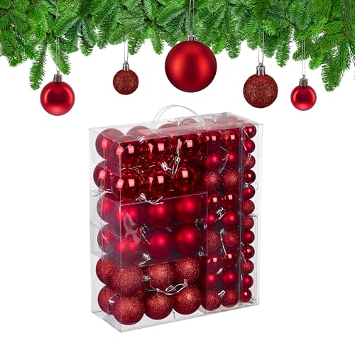 Relaxdays Weihnachtskugeln im 138er Set, Kunststoff, glitzernde,...
