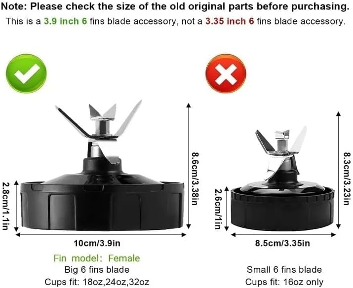 6 Fins Blender Blade Extractor Parts ， Compatible with Nutri Ninja BL450 BL451 BL454 BL456 BL480 BL481 BL482 BL483 Juicer Mixer Accessories