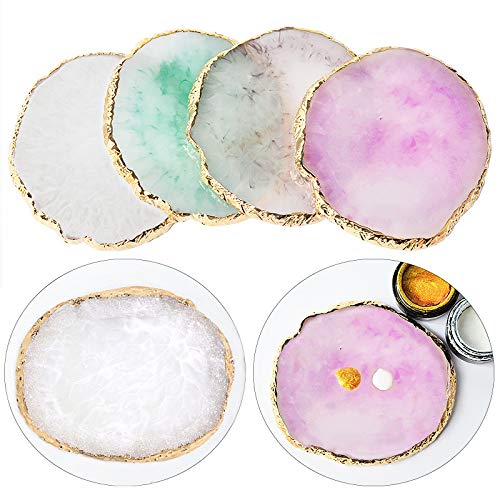 Jassins Resin Nail Art Palette,Nail Art Painting Mixed Color Palette Gold Edge Nail Gel Color Makeup Display Board(Purple) #TOP4