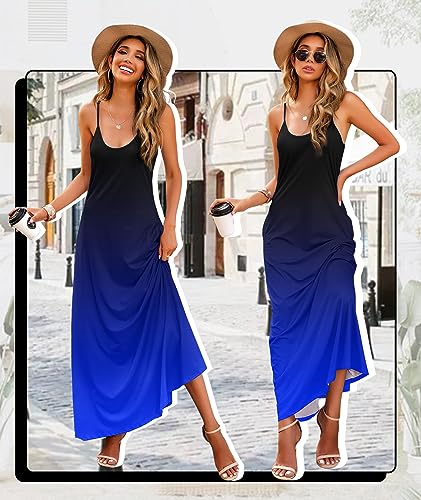 Image of Wolddress Womens Maxi Dress with Pockets 2026 Casual Strap Plus Size Loose Plain Long Office Summer Beach Travel Dresses S-5X