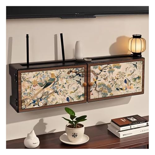 Boîte de rangement routeur WiFi et câbles en bois pour décodeur TV - 2