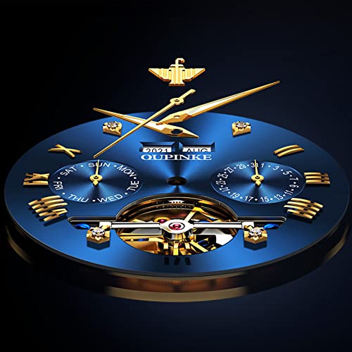 Image of OLEVS Mens Watches Skeleton Mechanical Black Watches for Men Wrist Watches Automatic Luxury Tungsten Steel Sapphire Crystal Waterproof Luminous Gold and Black