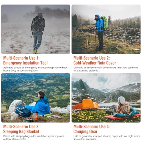 Diyeeni 3 Pack Bolsa de Supervivencia de Emergencia Bivvy con Silbatos, Impermeable y Ligera para Camping y Senderismo, Para Mantener el Calor miniatura 6