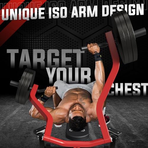 GMWD Chest Press Machine, 1250LBS Bench Press Machine with Independent Converging Arms, Adjustable Flat Incline Bench for Chest, AB Workouts, Shoulder Home Gym Equipment, Red