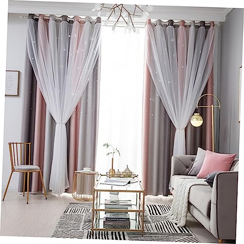 Rideaux occultants double couche UKCOCO en polyester et tulle durable - 4