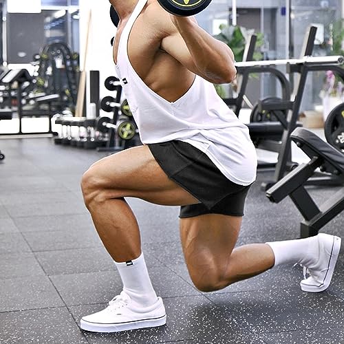 GYMAPE Men's Gym Sport Bodybuilding Workout Casual Shorts with Pockets 3 inch Inseam Raw Hem Terry Cotton4