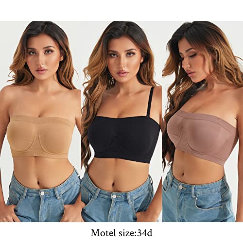 Haci Women's Non Padded Strapless Bra Underwire Bandeau Seamless Multiway Supportive Tube Top(Violet,Small) #TOP2