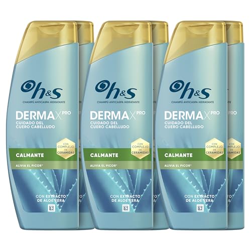 h&s DERMAXPRO Champú Anticaspa Calmante Para Cuero Cabelludo Seco Y Con Picor – Clínicamente Probado Y Dermatológicamente Testado, 300ml x6
