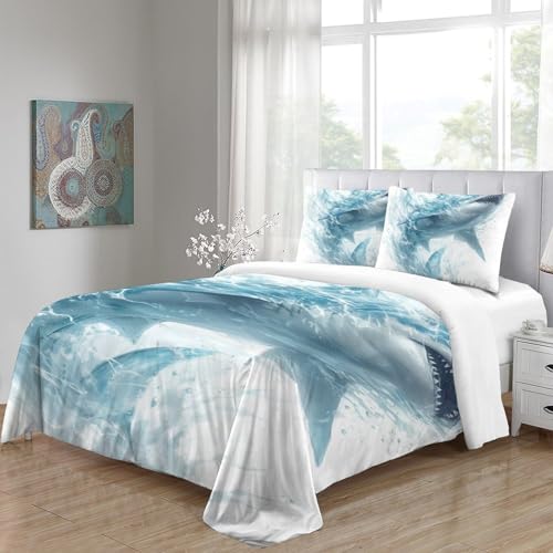 Ensemble de couette requin blanc 3D en microfibre premium ultra douce King size - 5