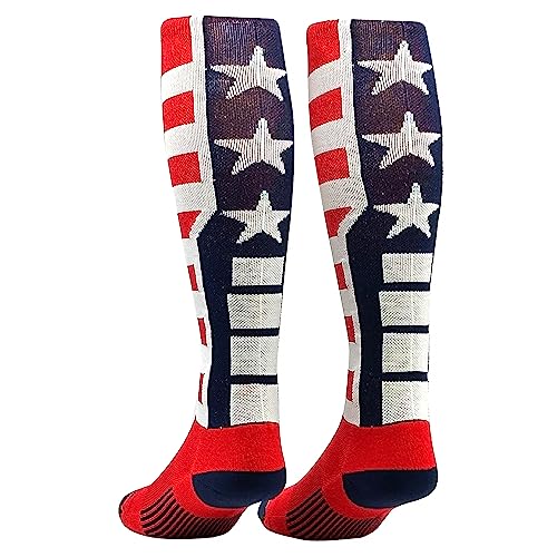 USA Flag Baseball, Football, Soccer Knee High Socks - Navy Red White3