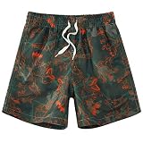 Cutemile Badeanzug Jungen Schnell Trocknend Atmungsaktives Netzfutter Jungen Badeshorts Verstellbarer Kordelzug Lustige Bunte Shorts Kinder Bequeme Sommer-Badehose 8-9 Jahre