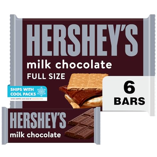 HERSHEY'S Milk Chocolate Full Size, Christmas Candy Bars, 1.55 oz (6