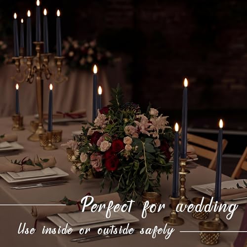 Image of Baquler 40 Pcs Flameless Taper Candles LED Battery Operated Bulk,Black | Flickering Glow, Artificial Fake Candles for Weddings Christmas Halloween, 4 Sizes 8.5-12.8 in, Safe Flameless Table Decor