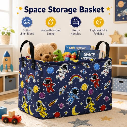 Image of Space Storage Basket for Boys, Rocket Toy Bin, Kids Gifts Basket