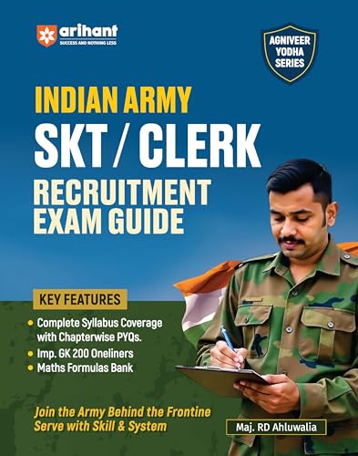 Image of Arihant Indian Army Agniveer SKT /Clerk Recruitment Exam | Complete Syllabus Coverage, Chapterwise PYQs, Maths Formulas | English Medium