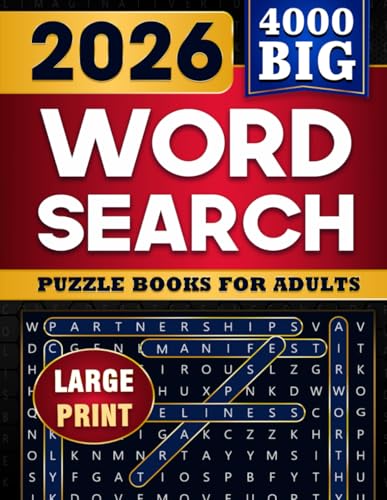 BIG 4000 Word Search Puzzle Book for Adults: Large Print, Anti-Eye Strain for Seniors, Relaxation and Mindful Challenges