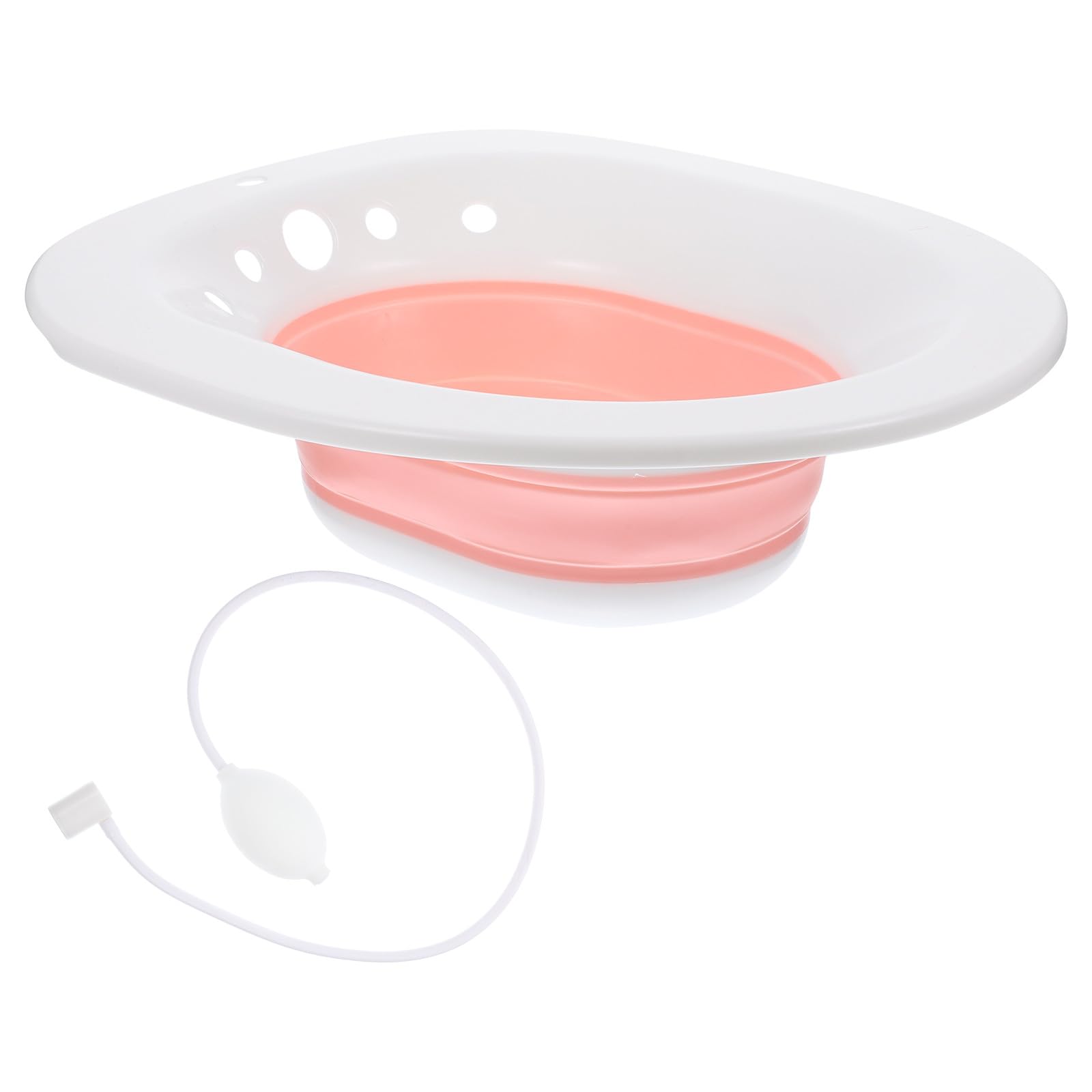 Bain de siège pliable réutilisable lavable avec kit de rinçage intime rose