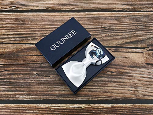 Image of GUUNIEE Men's Satin Silk Racehorse Bow Ties Pre-tied Solid Horse Racing Bowtie