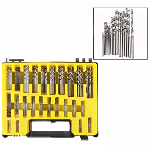 Cisixin Lot de 150 pcs Mini Drill Foret en Acier en HSS, Trousse à percer Micro Précision 0.4-3.2 mm Cover