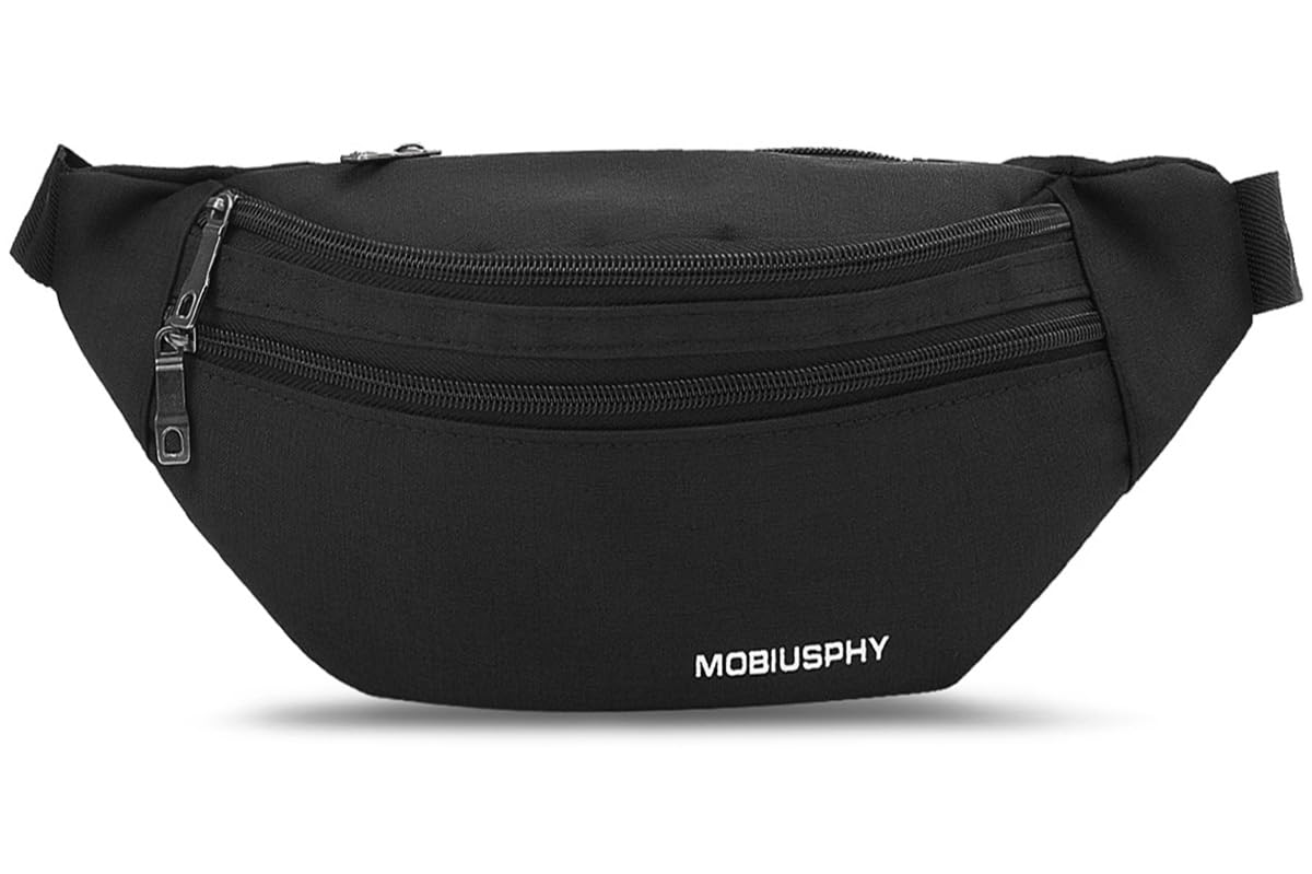 MOBIUSPHY Bauchtasche Damen Herren Gürteltasche Hüfttasche Handytasche Sport Laufgürtel, Schwarz