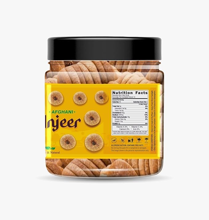 Image of RJ 7773 Premium Dried Afghani Anjeer, Rich in Fibre, Calcium & Iron, Low Calorie, Fat-Free Dried Figs (500g)