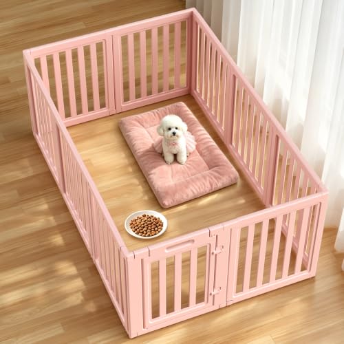 Image of Dog Playpen Indoor,Puppy Playpen,Pink 23.6 inch H,10 Panels | Dog Play Pen Indoors with Open View,Tool-Free Setup,Multi-Shape Setup,Dog Pen for Dogs,Cats & Puppies