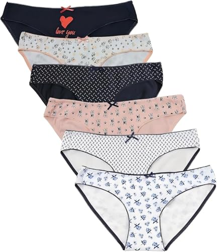 ABClothing Women's 6 Pack Hipster Cotton Panties, Assorted Colors M